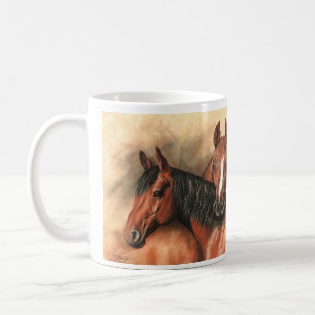 Caneca De Café Cavalos de baía e castanha (Esquerda)