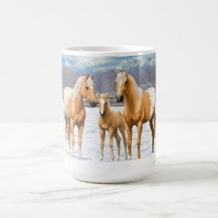 Caneca De Café Cavalos De Palomino Appaloosa Na Neve