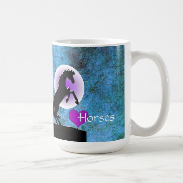 Caneca De Café Cavalos do Coração V (azul/verde) (Direita)