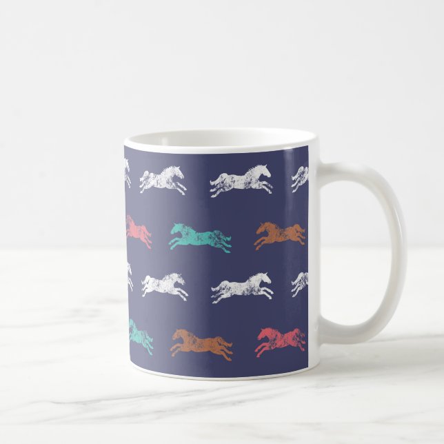 Caneca De Café Cavalos Equestres Clássicos Menores Multicoloridos (Direita)