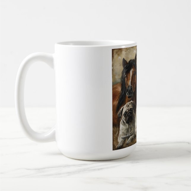 Caneca De Café  Cavalos, Gatos e Cães (Esquerda)