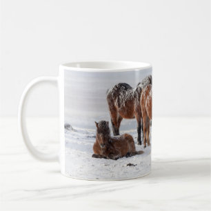 Caneca De Café Cavalos Islandeses Cobrados por Neve