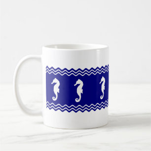 Caneca De Café Cavalos-marinhos do Oceano Azul Branco Costeiro