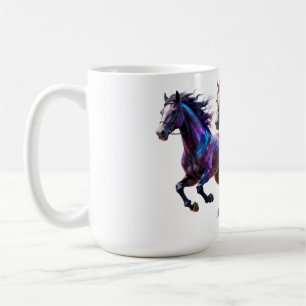 Caneca De Café Cavalos Místicos Neon Galácticos Correndo Par de F