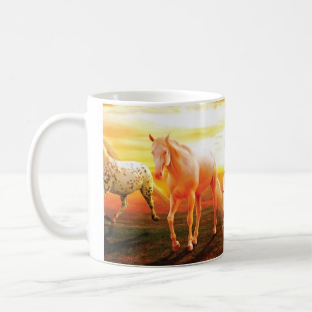 Caneca De Café Cavalos no pôr do sol (Esquerda)