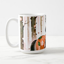 Caneca De Café Cavalos numa Floresta Vermelha