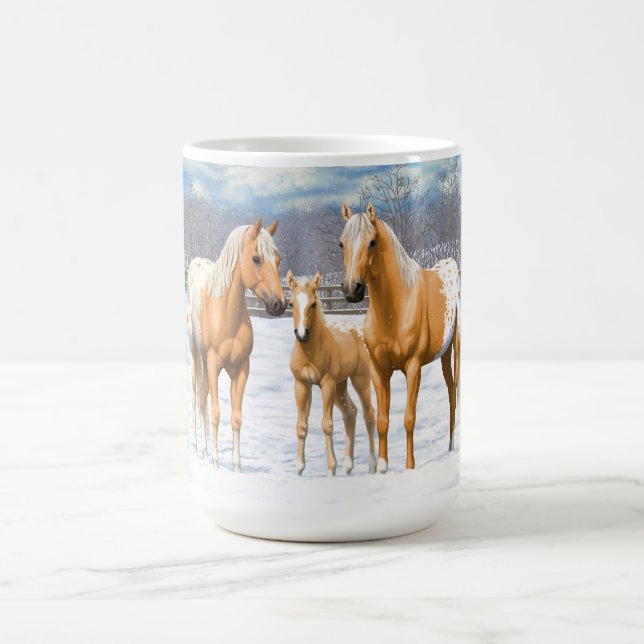 Caneca De Café Cavalos Palomino Appaloosa Na Neve (Centro)