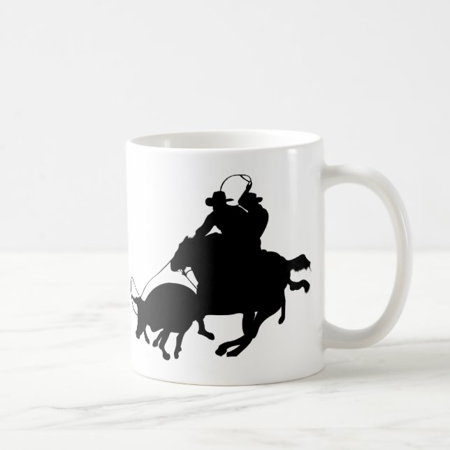 Caneca De Café Cavalos - rodeio - Roping da equipe (Direita)