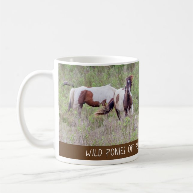 Caneca De Café Cavalos selvagens Assateague e Chicoteague (Esquerda)
