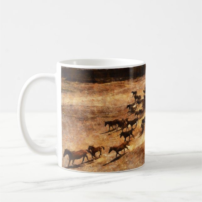 Caneca De Café Cavalos Selvagens: Majestade Animal Artística. (Esquerda)