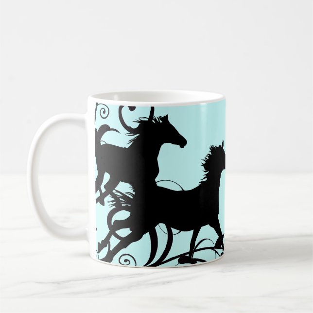 Caneca De Café Cavalos selvagens pretos (Esquerda)