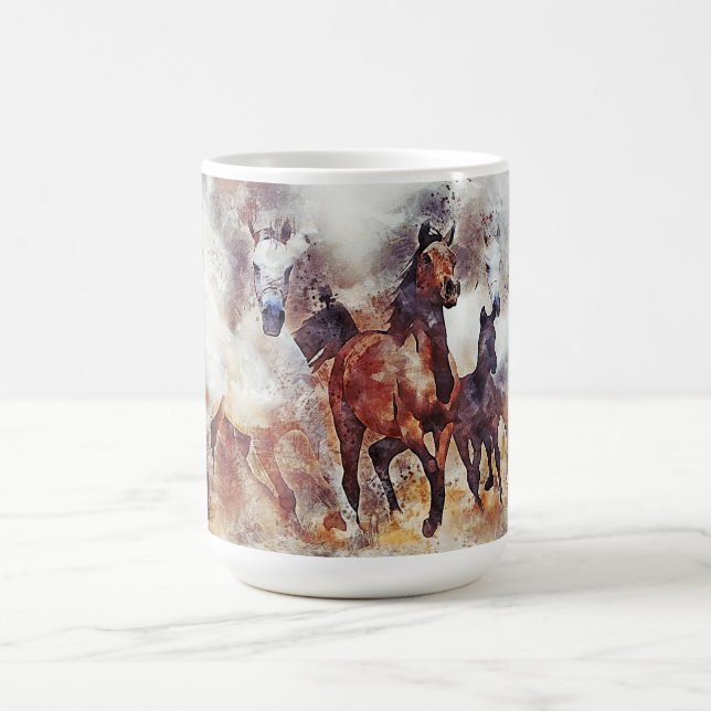 Caneca De Café Cavalos Selvagens Trabalho de arte (Centro)