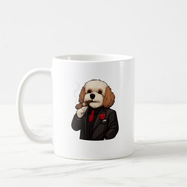 Caneca De Café Cavapoo Don – Funny Mafia Dog Mug (Esquerda)