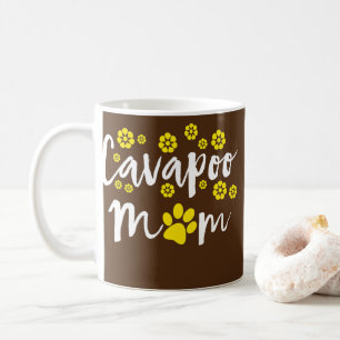 Caneca De Café Cavapoo Mãe Copo Flor Design com Amarelo