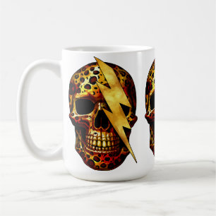 Caneca De Café Caveira com Estampa de Leopardo e Brilho Dourado