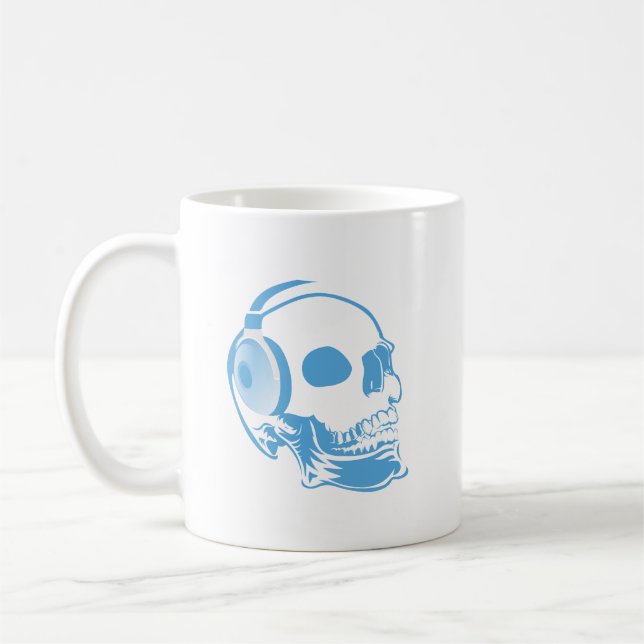 Caneca De Café Caveira com fones de ouvido (Esquerda)