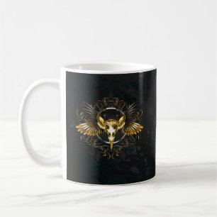 Caneca De Café Caveira de ouro sobre fundo preto
