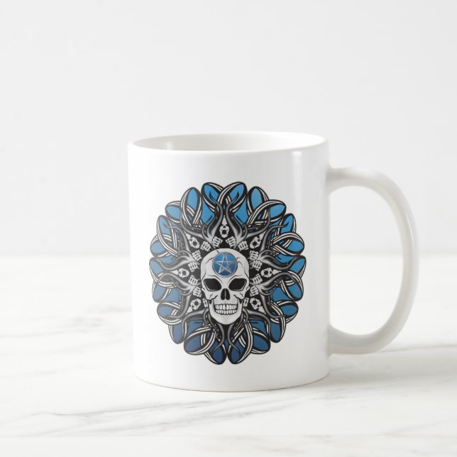 Caneca De Café Caveira do gótico - Azul (Direita)