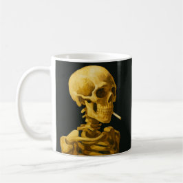 Caneca De Café Caveira Dourada Fumando – Única Inspirada em Van G