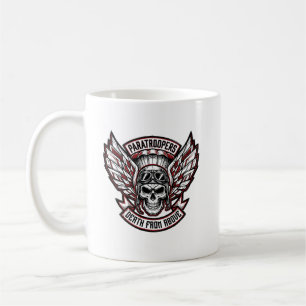 Caneca De Café Caveira e Asas de Paraquedistas Aerotransportados