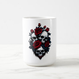 Caneca De Café Caveira e Rosas: Design Floral Gótico