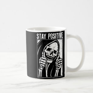 Caneca De Café Caveira Engraçada Mantenha O Esqueleto Positivo Do