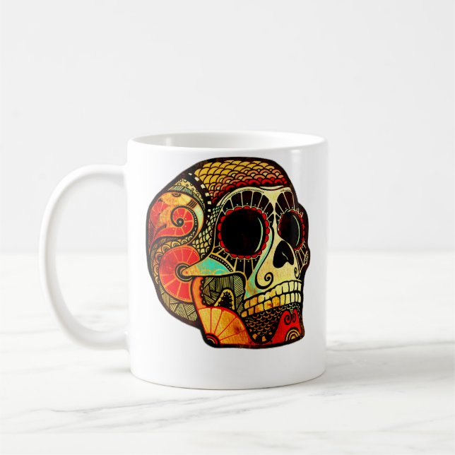 Caneca De Café Caveira Grunge (Esquerda)