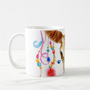 Caneca De Café Caveira Isolada De Aquarela: Fundo Branco.