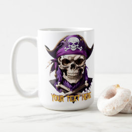 Caneca De Café Caveira Roxa Pirata e Crossbones