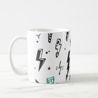 Caneca De Café Cavilhas de relâmpago, conjunto de rabiscos desenh