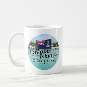 Caneca De Café "Cayman Islands Sun & Fun" Com Bandeira