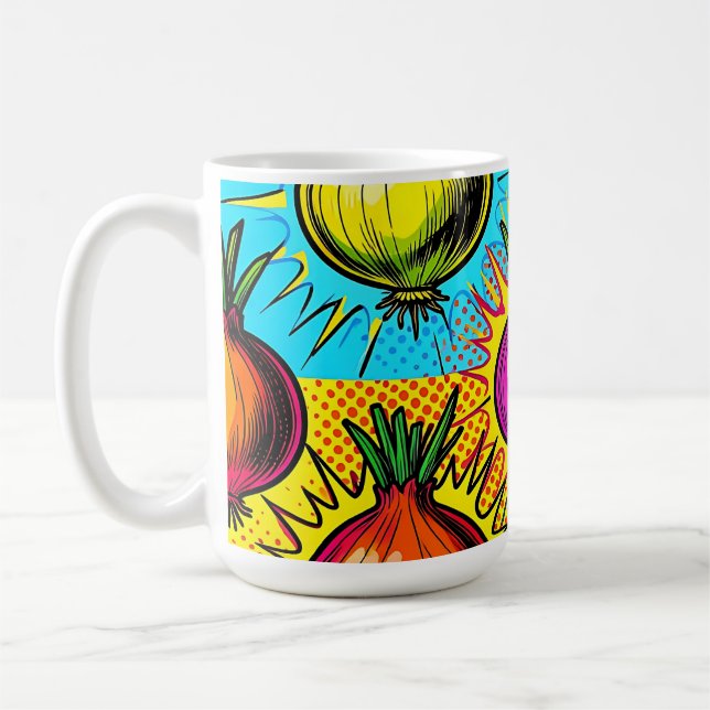 Caneca De Café Cebolas Coloridas Pop Art (Esquerda)