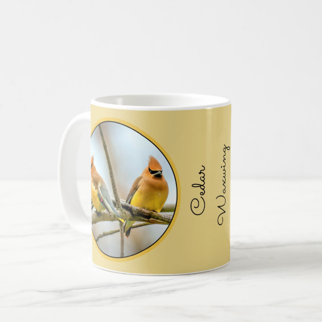Caneca De Café Cedar Waxwing - Foto Original (Frente Esquerda)