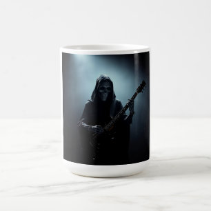 Caneca De Café Ceifador sinistro no palco com guitarra