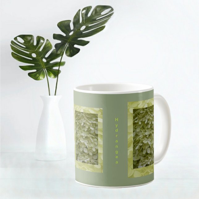 Caneca De Café Celadon Green Hydrangea Floral (Criador carregado)