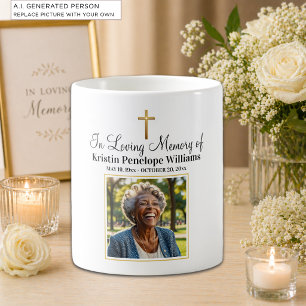 Caneca De Café Celebração da Vida Cruz de Ouro Foto Funeral