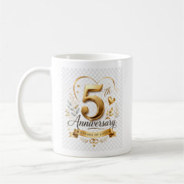 Caneca De Café Celebração de 5º Aniversário com Design Elegante a