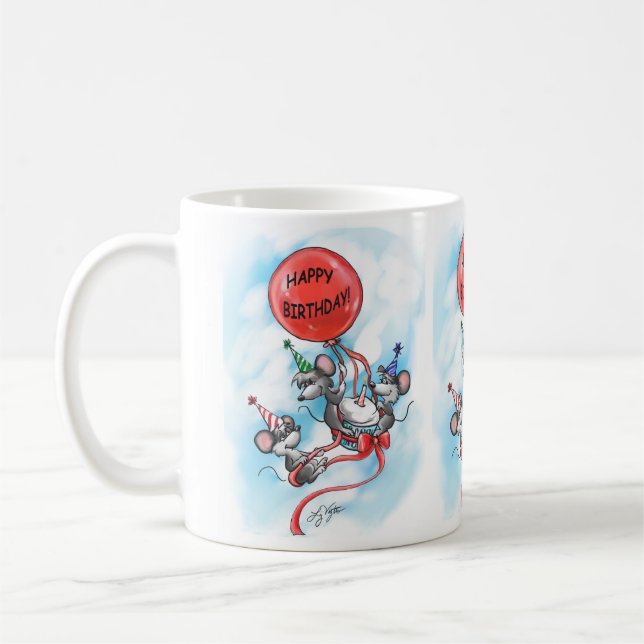 Caneca De Café Celebração de Aniversário de Mic, Mac e Moe (Esquerda)