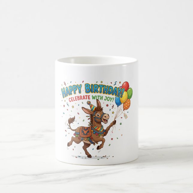 Caneca De Café Celebração de Aniversário do Burro Feliz (Centro)