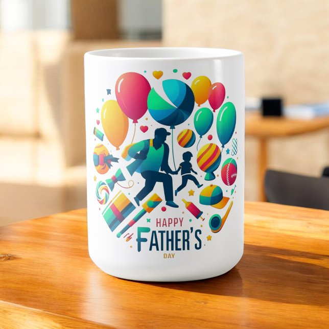 Caneca De Café Celebração de Balão do Dia dos Pais Feliz (Criador carregado)