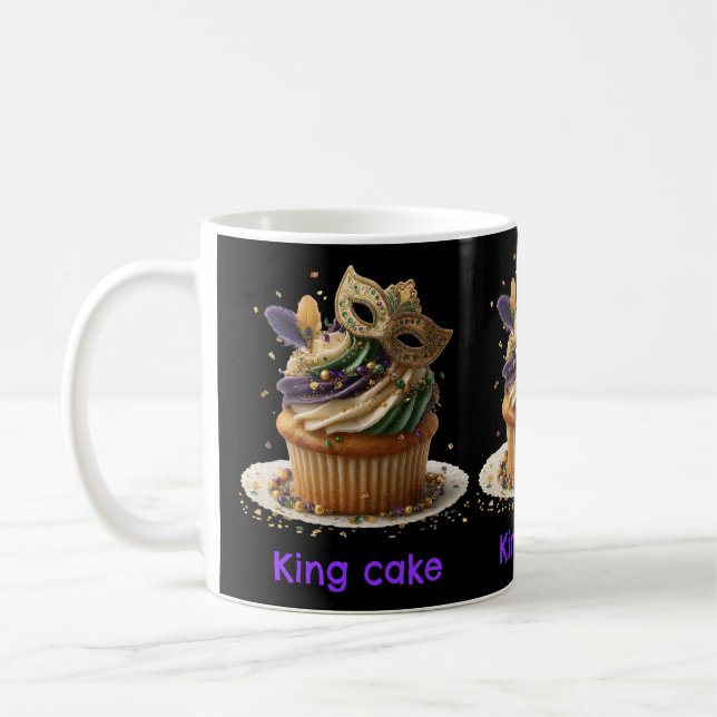 Caneca De Café Celebração de Cupcake Mascarado de Mardi Gras (Esquerda)