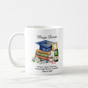 Caneca De Café 🎓 Celebração de Graduação em Farmácia Nome e Grau