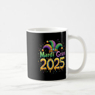 Caneca De Café Celebração de Mardi Gras 2025, Máscara Penas Mardi
