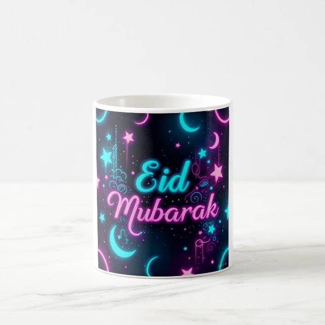 Caneca De Café Celebração de Neon Eid Mubarak (Centro)