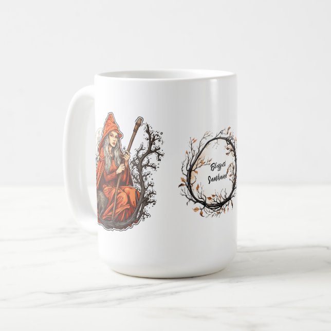 Caneca De Café Celebração de Samhain Pagan (Frente Esquerda)