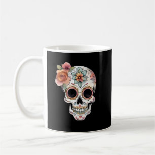 Caneca De Café Celebração do Crânio de Açúcar Floral
