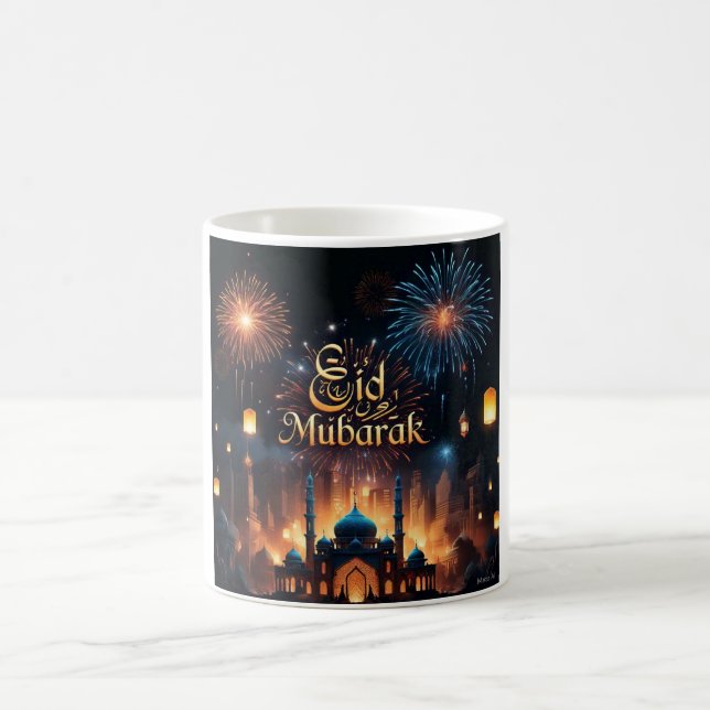 Caneca De Café Celebração do Fogo Eid Mubarak (Centro)