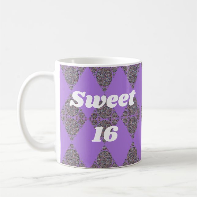 Caneca De Café Celebração do padrão de diamante roxo 16 (Esquerda)