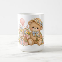Celebração do Urso de Pelúcia Vintage com Flores S