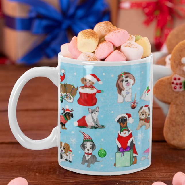 Caneca De Café Celebração dos Cães de Natal  (Unleash the Holiday Spirit with Our Paw-fect Christmas Pups! Grab Your Merry Mugs Now!)